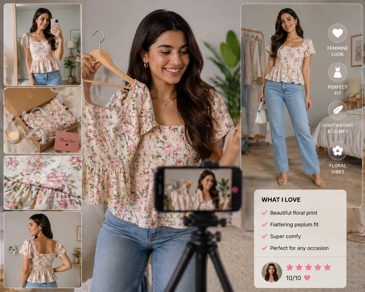 Floral Peplum Top UGC