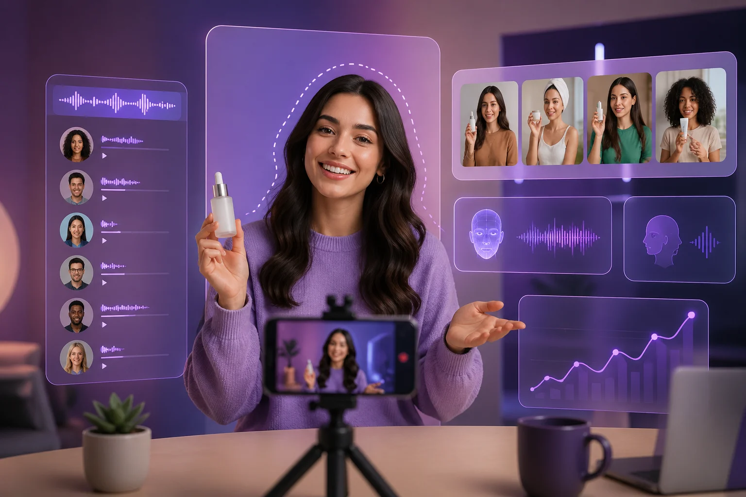 UGC Ads Generator dashboard preview with AI avatars and ad templates